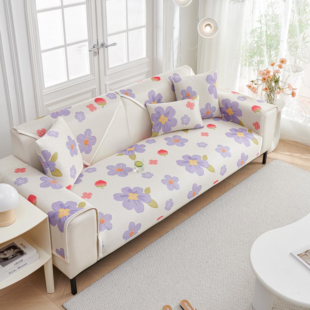 Summer Sofa Cushion New  Summer Ice Silk Mat Seat Cushion Non-Slip Leather Sofa Cover Cover Cloth Ice Cushion