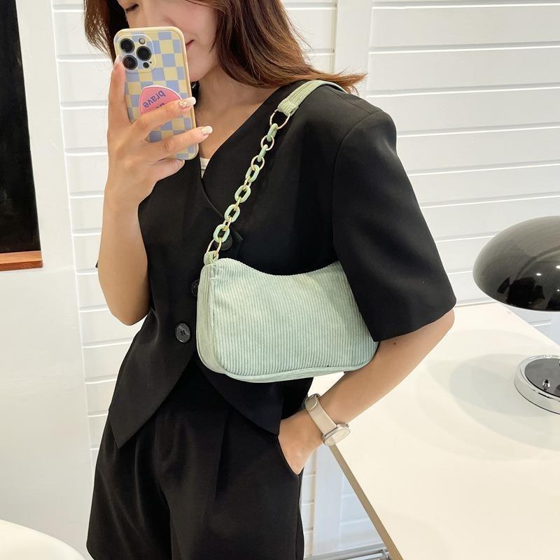Koreanische Version Stoffbeutel einfach lässig Streifen Flanell Schulter Damen Tasche einfarbig Mini Umhängetasche tragbare Canvas Tasche