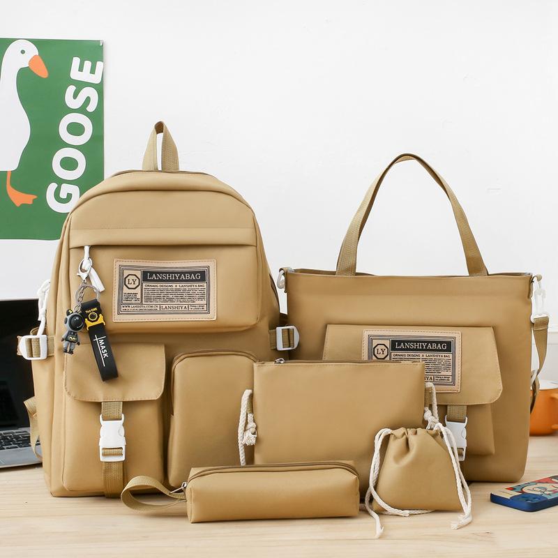 5 Stück/Set Rucksack Einfach Große Kapazität Reise Rucksack Mittelschüler Oberstufenschüler Schultasche