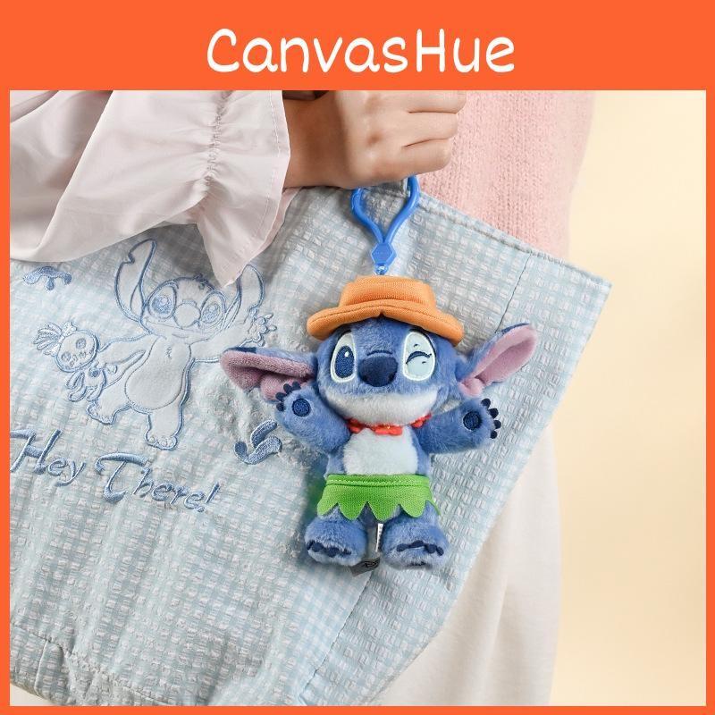 Stitch Series Summer Plush Keyring With Hat Wearing Swimming Design Ring