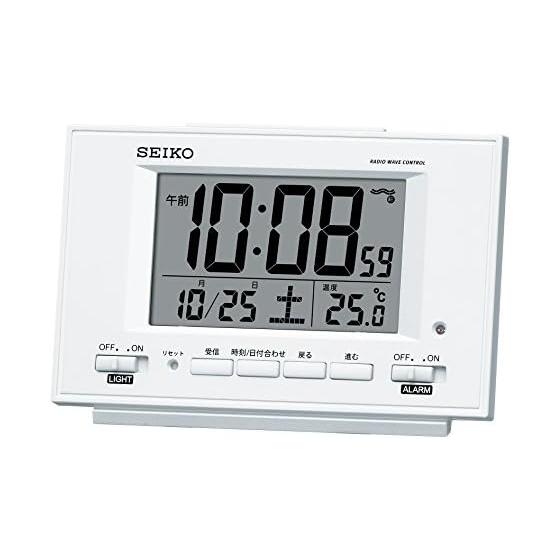 Reloj Seiko despertador iluminación automática onda de radio calendario digital visualización de temperatura visible incluso de noche blanco perla SQ778W SEIKO