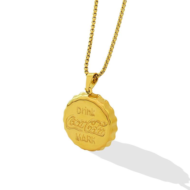 Gold-Plated Clavicle Chain Necklace with European Letter Bottle Cap Pendant