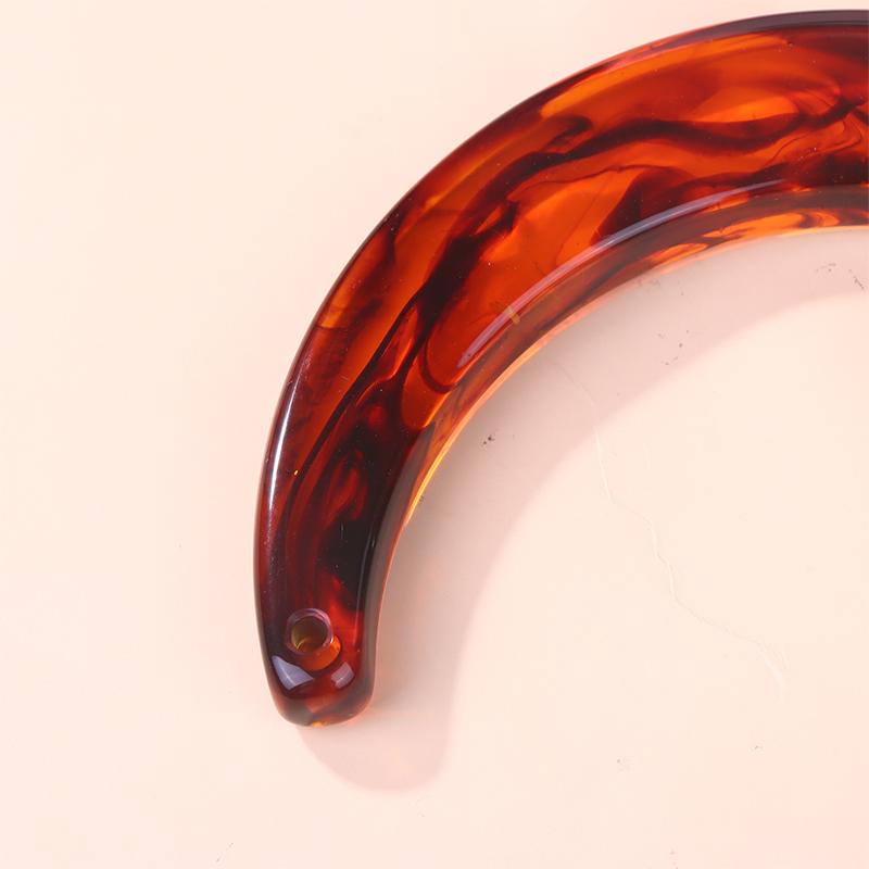 Stylish Resin Moon Handbag Handle With Alloy Clasp - Green/Black/Translucent Orange Options For Women'S Bags Or Diy Projects