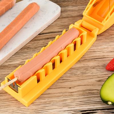 Manual Hot Dog Slicer Adjustable Sausage Cutter for 1.8-2.5cm Sausages Stainless Steel BBQ Grilling Accessory