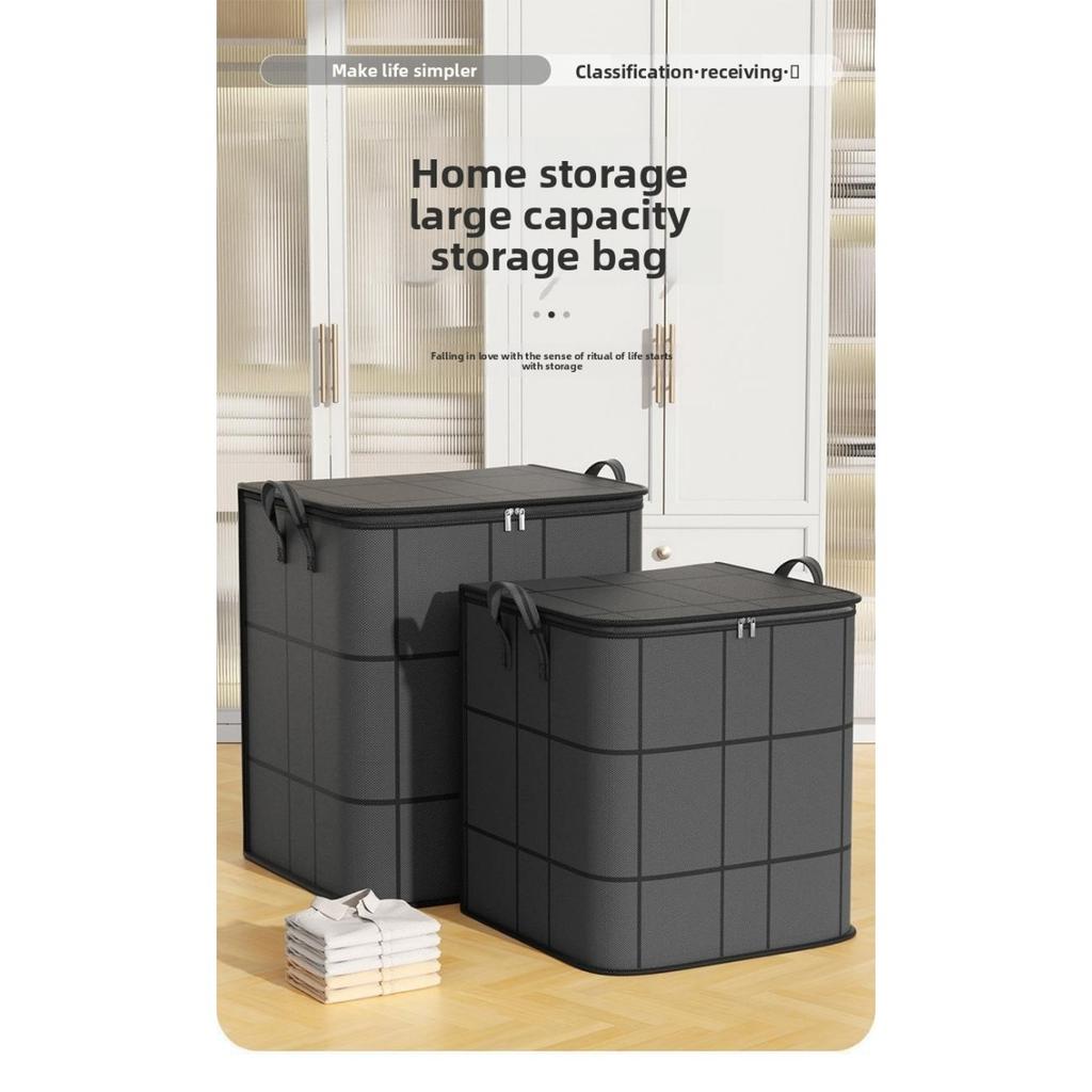 Quilt Storage Bag for Clothes and Bedding, Cotton Quilt Organizing Bag, Black Woven Bag, Capacity for Moving, Packing, Thickening, Extra Large