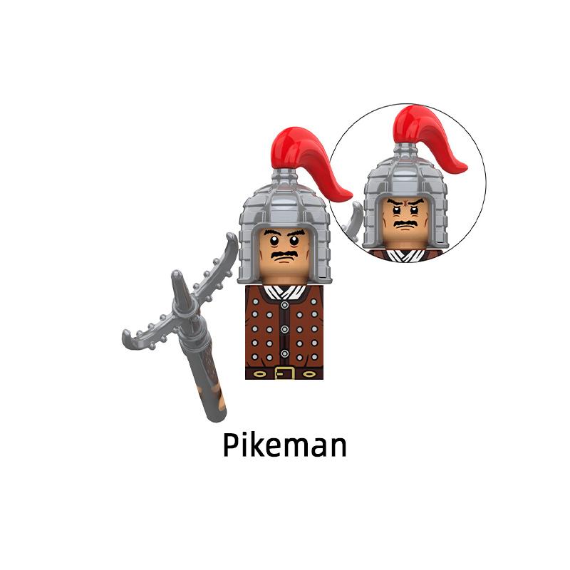 The Ancient Saber General Pikeman Broadsword Long Knife Soldier Blunderbuss Cavalry Commander Model Blocks MOC Bricks Set KT1091