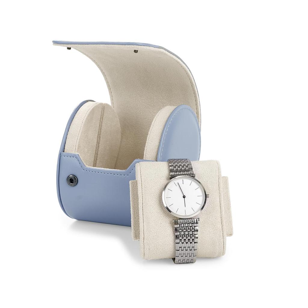 Woodten Light Blue Watch PU Single Watch Case Case, Leather,