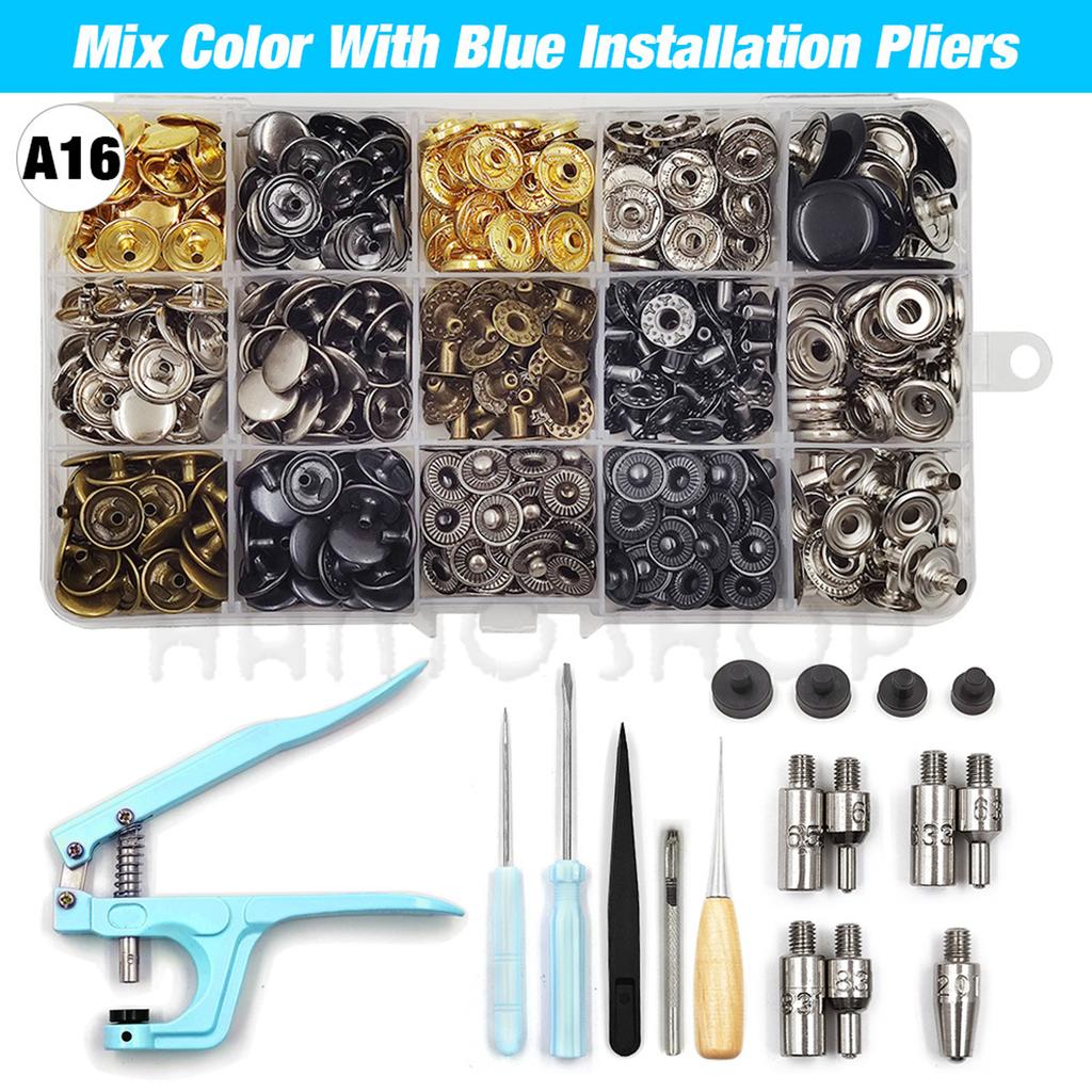 Druckknöpfe Set Metall Druckknöpfe mit Befestigung Druckknopf Montagezange Für Lederhandwerk Kleidung Bekleidung Jeans Taschen Schuhe