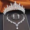 Elegant copper Color Crystal Bridal Jewelry Sets Princess Tiara Crown and Necklace Earrings Sets for Bridal Wedding Prom Gifts