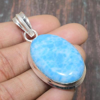 Bellissimo ciondolo gioiello fatto a mano in argento sterling 925 con pietra preziosa Larimar