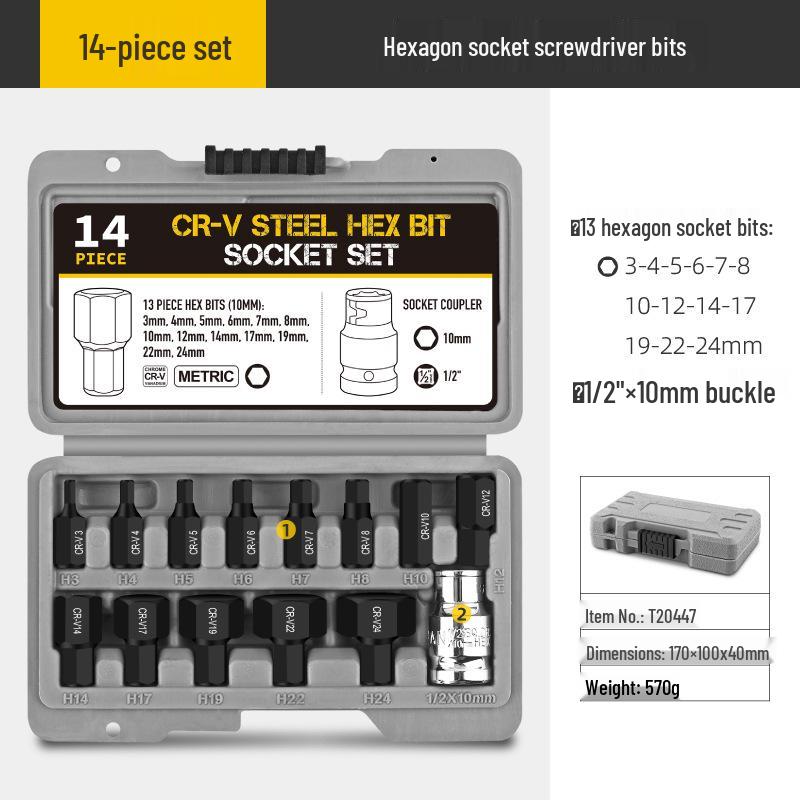 1/2" Electric Hex Socket Wrench and Screwdriver Bit Set