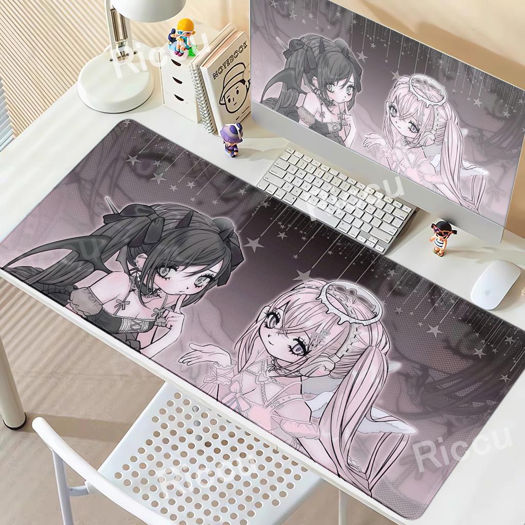 Alfombrilla de Ratón para PC Gaming de Chicas Kawaii Anime Rosa Accesorios de Escritorio para PC Alfombrillas Extendidas Antideslizantes para Teclado de Jugador Grande Alfombrilla de E-Sports