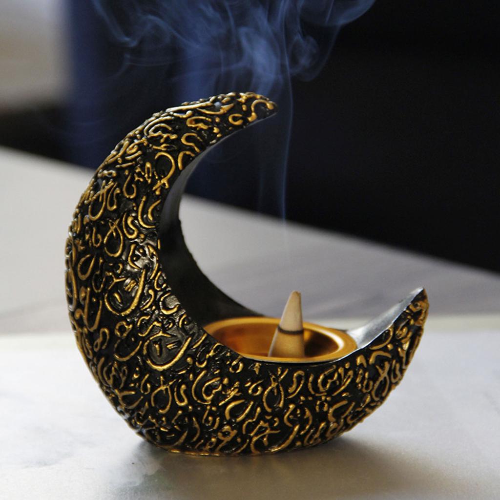 Månrökelsekar Lindra Stress Utsökt Hartsrökelsekar Dekorativt Rökelsekar för Meditationsrum Svart