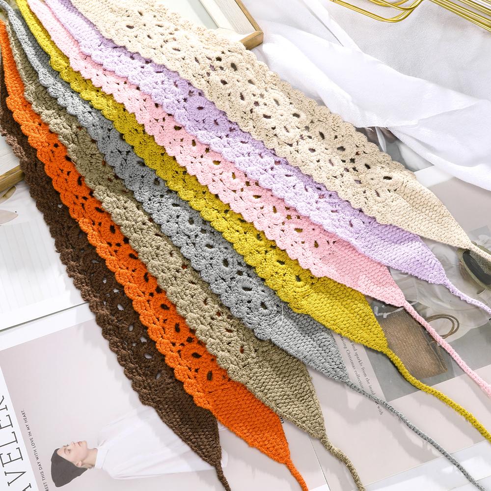 Nieuwe Haak Haarband Dames Sjaal Effen Kleur Breien Hoofdbanden Bandana's Brede Elastische Haarbanden Mode Accessoires
