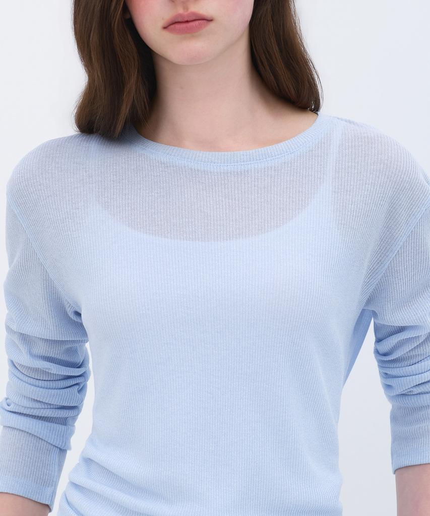 MUSINSA STANDARD WOMAN Women'S Linen-Like Long-Sleeve Knit T-Shirt [Sky Blue]