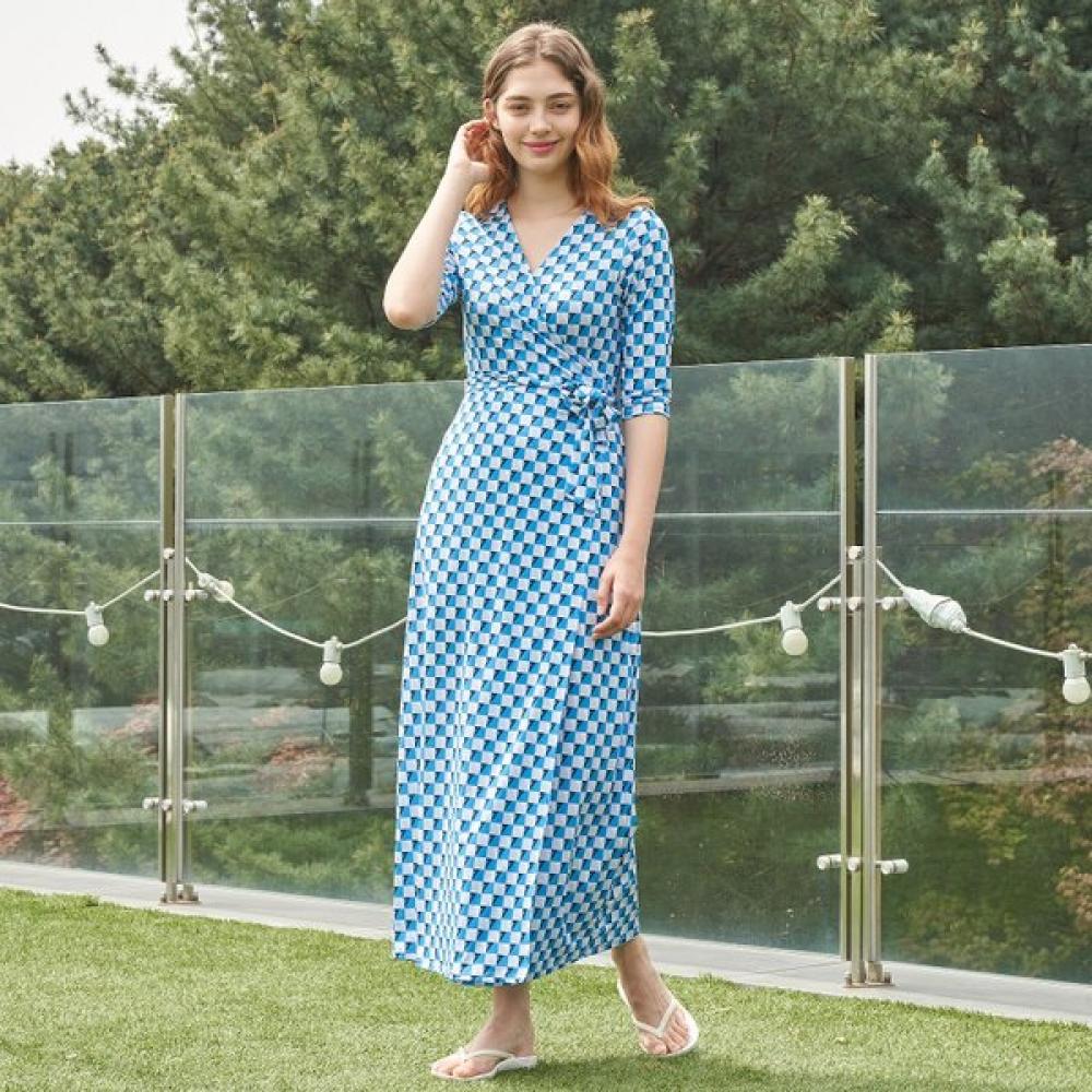 Lipbbam Creola Romona Maxi Long Wrap Dress 3 4 Sleeve Ldm10db01