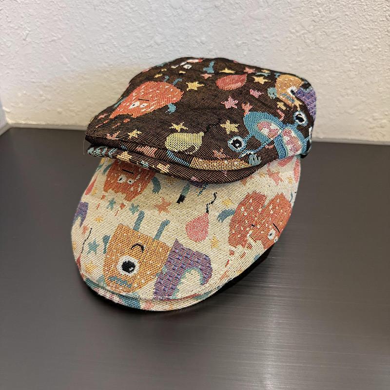Small Faceenhancing Beret Hat With Cartoon Monster Design For Summer Casual Wear