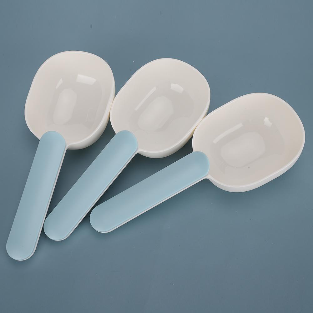 3Pcs High Strength Plastic Pet Food Scoop Cat Dog Feeding Spoon with Handle Clip for Pet Supplies(WhiteBlue )