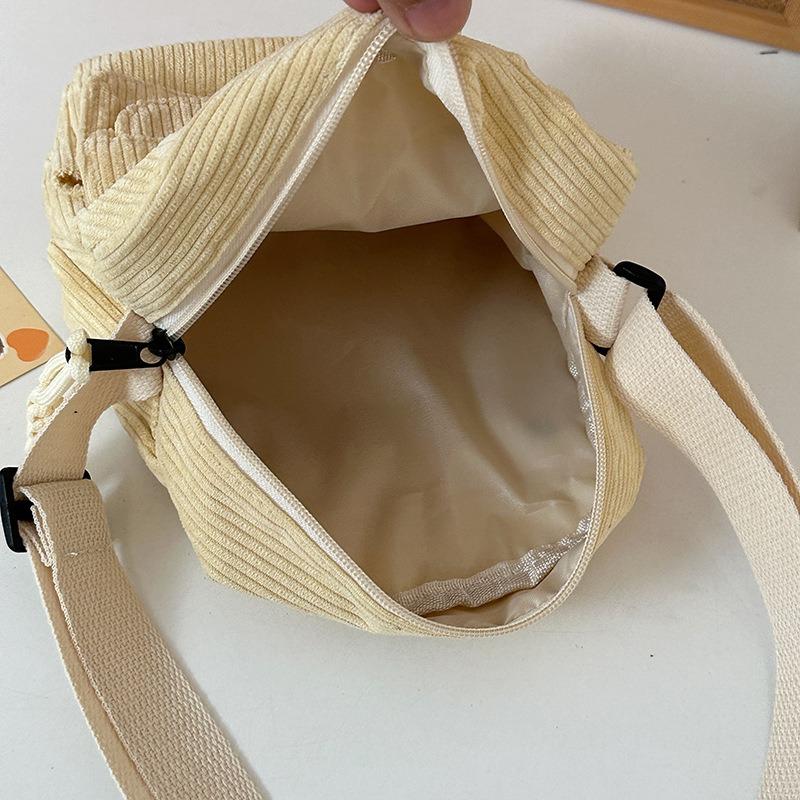 Corduroy spring new fashion solid color women's bag shoulder messenger bag campus fashion bag