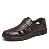 Breathable Cool Outdoors Non-slip Mature Men Genuine Leather Sandals Soft Sole Shoes Comfort Lightweight Large Size Roman Shoes
