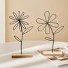 Nordic Iron Art Ginkgo Leaf Statue Sculpture with Wood Base Desktops Decorations Home Living Room Book Shelf Ornament