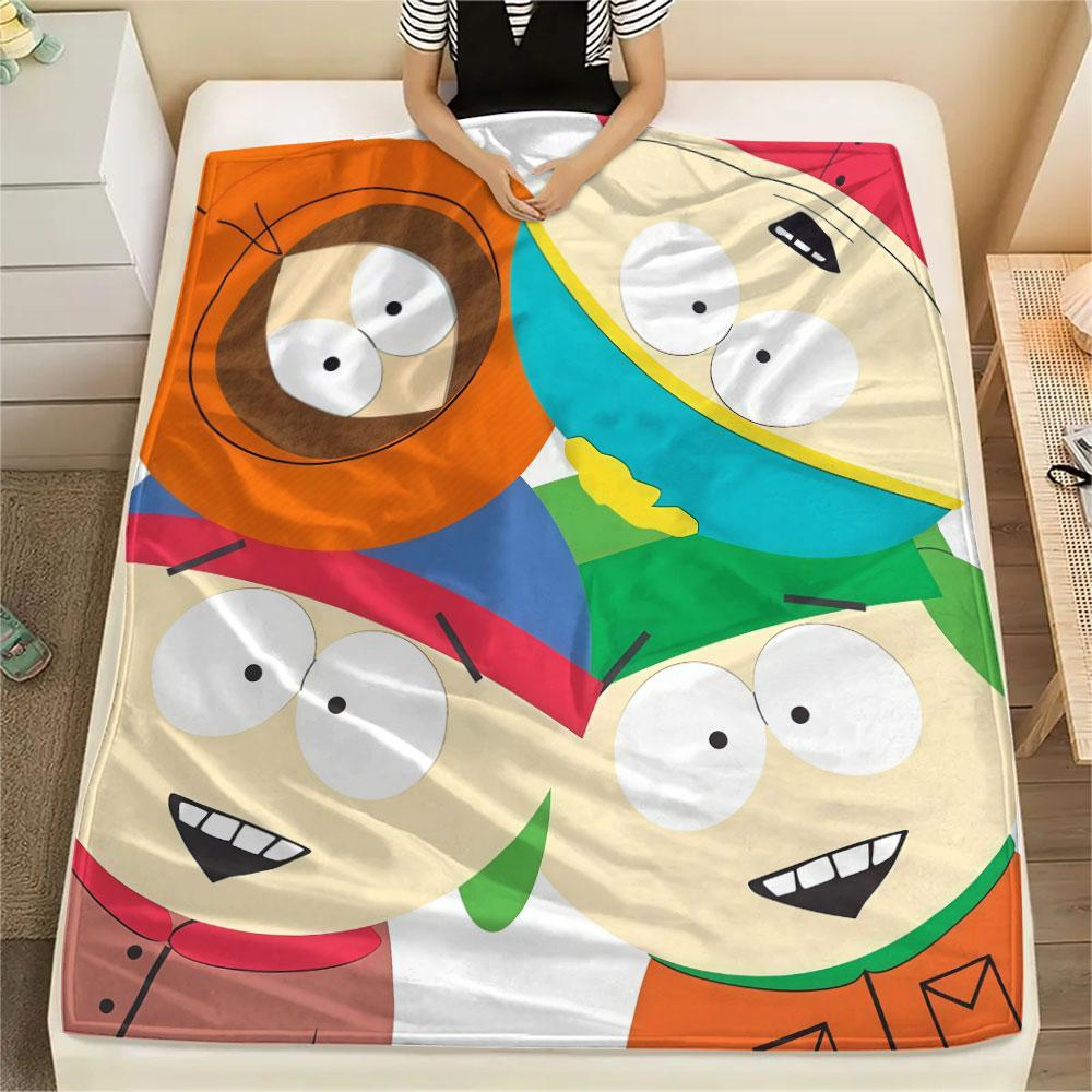 South Park Cartoon Printed Flannel Blanket, soft throw for bedroom sofa, washable, fan merchandise, great gift.