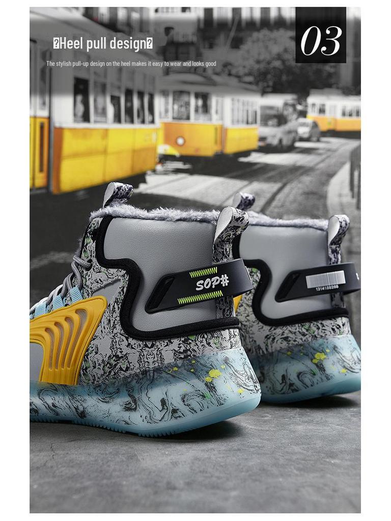 Men's Winter High-Top Basketball & Running Shoes with Popcorn Cushioning