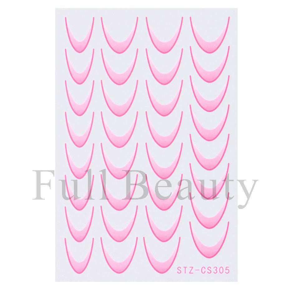 Nail Art Sticker, Simple French Color Smile Line Gradual Change Adhesive Nail Sticker