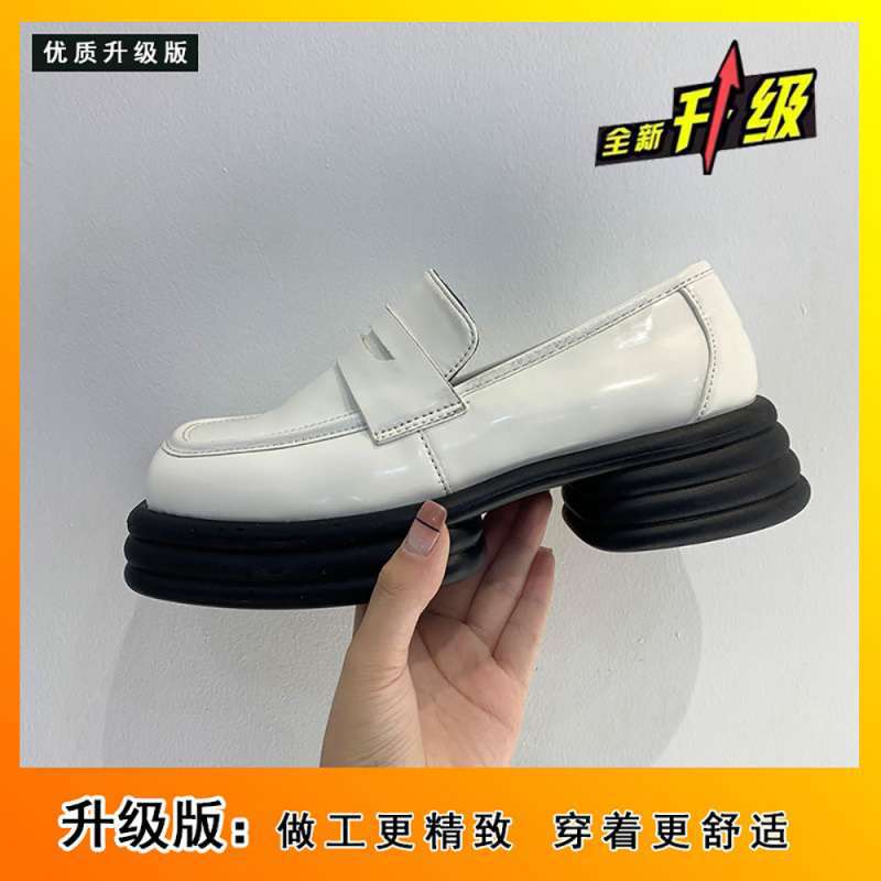 White Loafers Niche Autumn Retro British Style Design Sense Single Shoes Women's Shoes Platform Small Leather Shoes Square Head French