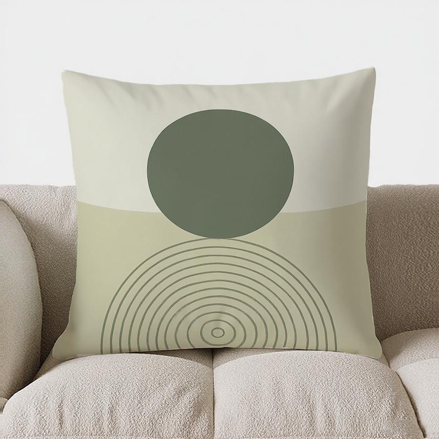 Home Decor Minimalist Green Circle Pattern Throw Pillow Pattern Cushion Cover Suitable For Sofa Bedroom Car Pillow Cover