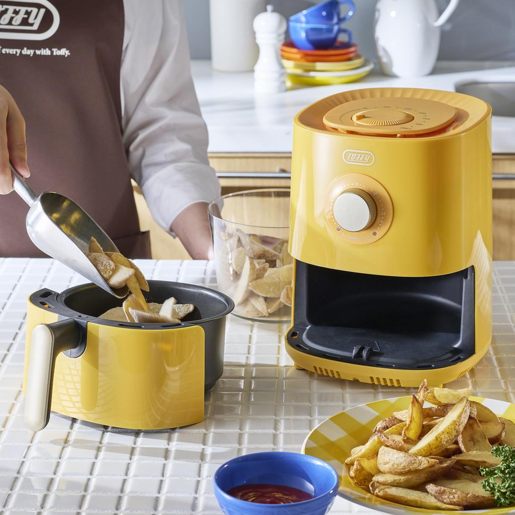 Toffy Air Fryer Mini (1.2L) K-HAF1, Healthy, Oil-Free Frying, Compact, Fully Washable (Canary Yellow)