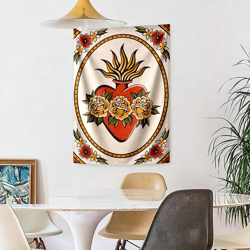 Tattoo Style Wall Decor Tapestry Art For Pet Memorial Birthdaywedding Party Backdrop Family Gift