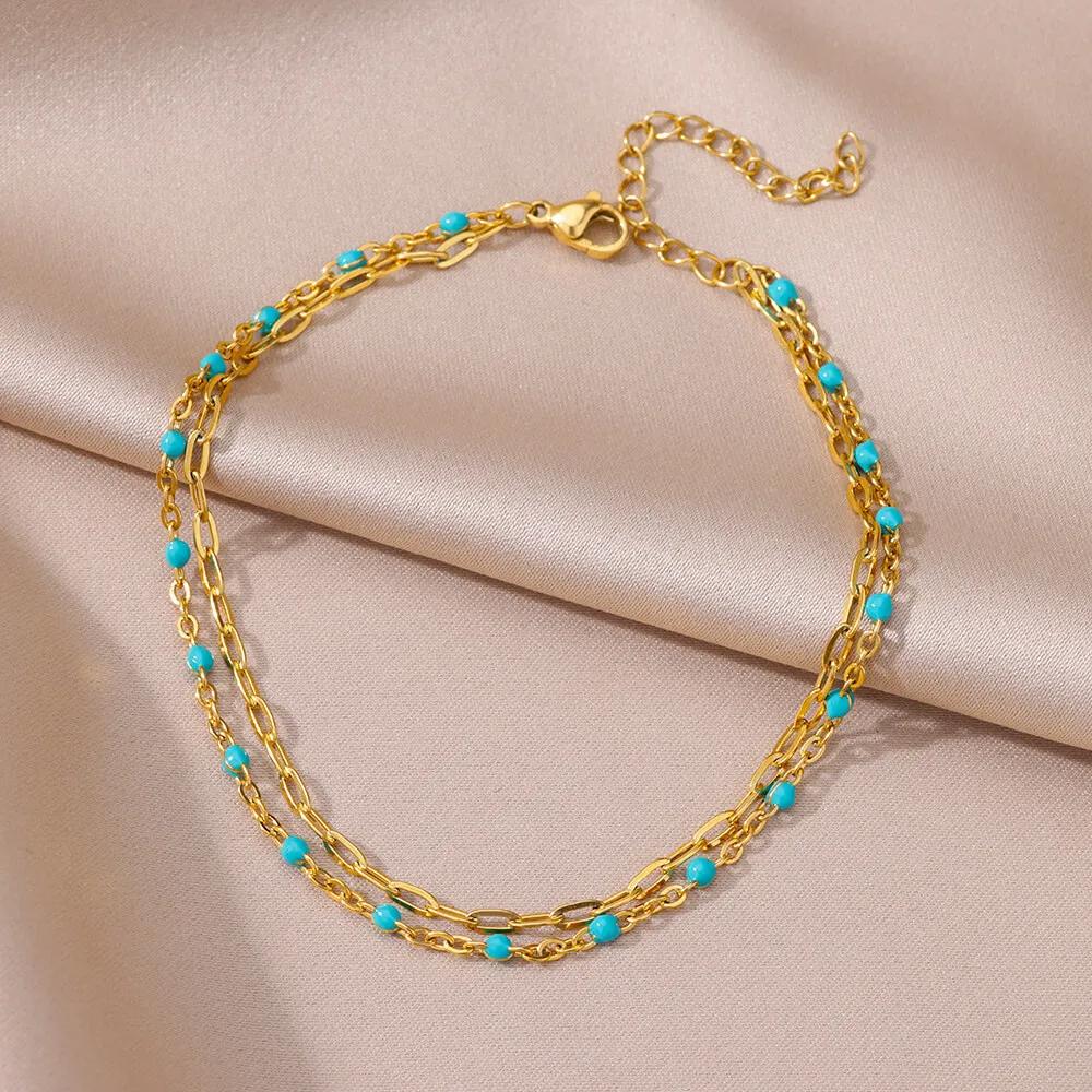 20+5cm Anklets for Women Stainless Steel Shell Starfish Imitation Pearl Leg Bracelets Gold Color Beach Summer Bodychain Jewelry