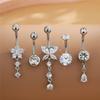 Silver Zircon Belly Button Rings Pack 14G 316L Stainless Steel Wedding Belly Rings Women 5PCS Navel Piercing Jewelry
