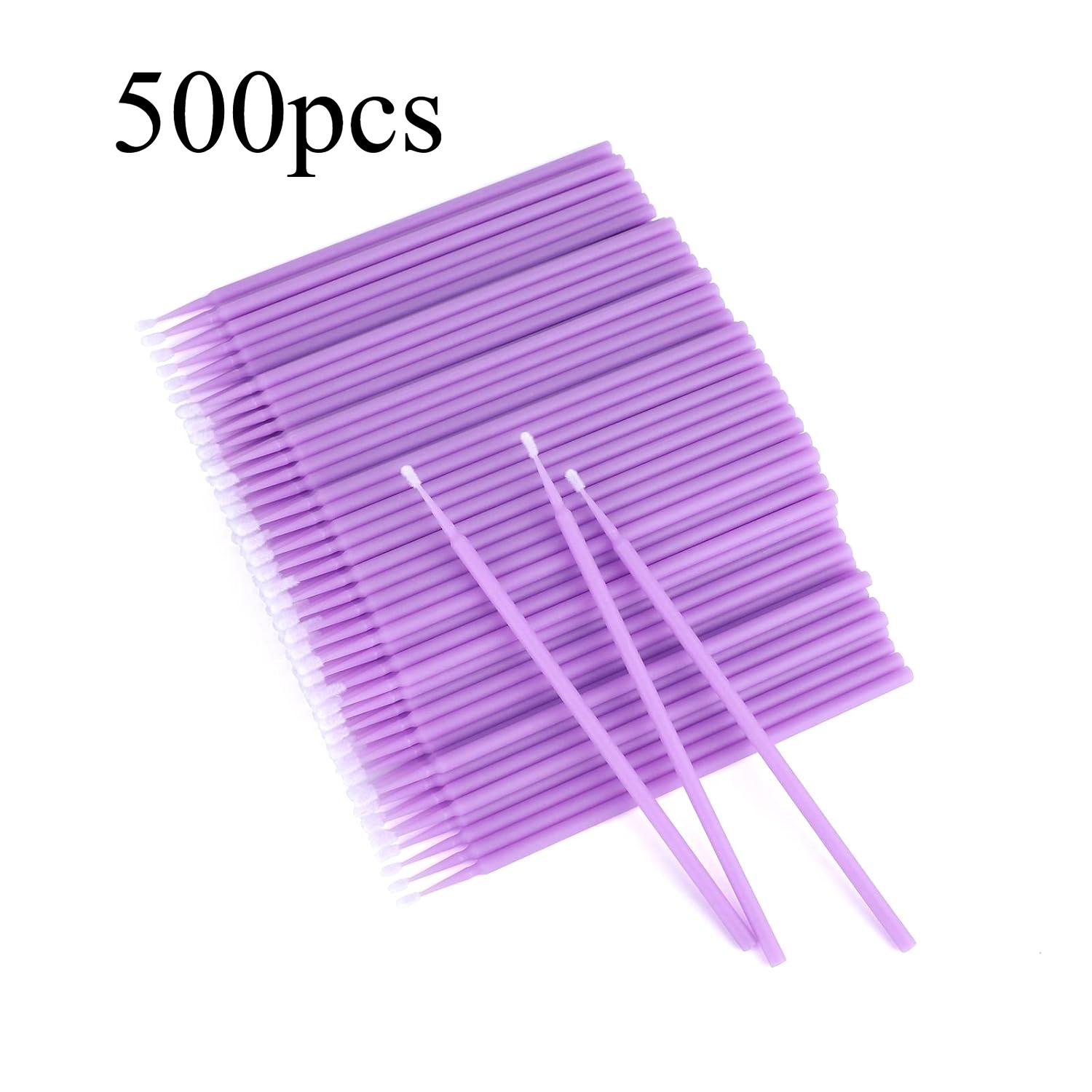500 шт. микроватных палочек, одноразовые микро для макияжа и личной гигиены, косметическая кисточка, микротампоны, ногти, подводка для глаз (Диаметр головки: 2.0mm) фиолетовый