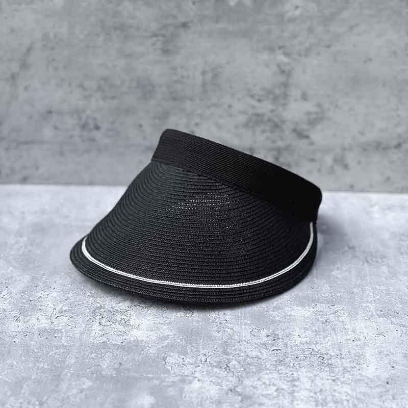 Summer Striped Contrasting Color Brim Fine Grass Braided Hairpin Type Empty Top Hat Women'S Tide Travel Sunscreen Sunshade Straw Hat