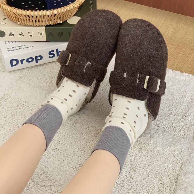 Socks Pure Cotton Stacking Socks Season Retro Color Matching Polka Dot Cotton Boneless Sweat-Absorbing Deodorant Medium Tube Socks