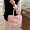 Soft Quilted Women's Purse Tote Underarm Bag Large Capacity Commuter Ladies Handbags Butterfly Embroidery Female Shoulder Bag
