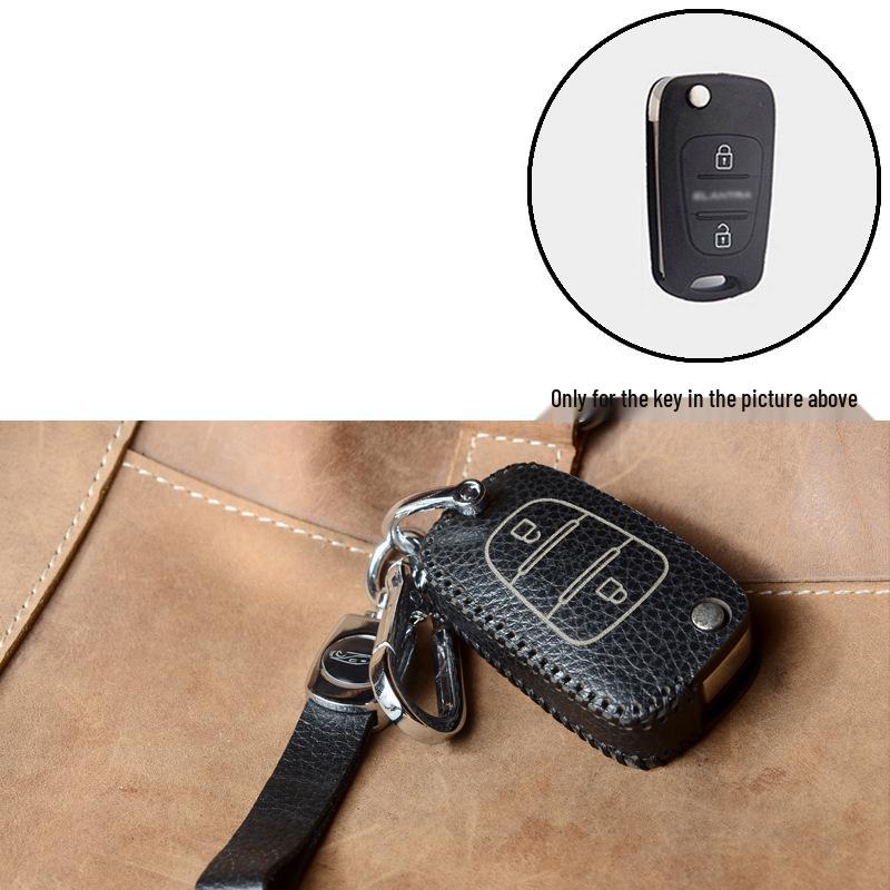 Hyundai Smart Key Cowhide Lanyard Case for Sonata, IX35, Tucson, Elantra, Yuedong, Santa Fe