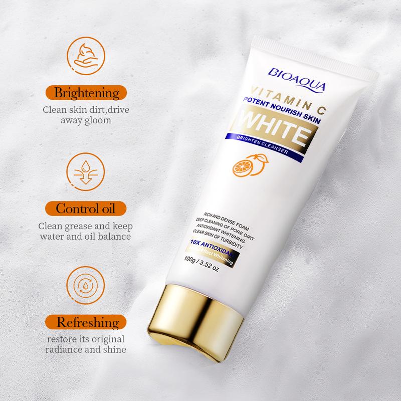 BIOAQUA Vitamin C Gesichtsreiniger Feuchtigkeitsspendend Tiefenreinigung Anti-Aging Anti-Falten Aufhellend Gesichtsreiniger Schaumreiniger Hautpflege
