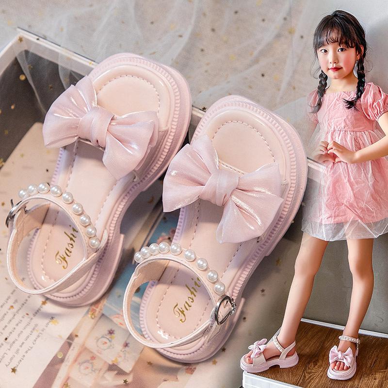 

2025 new summer children girls sandals little girl baby soft sole bow princess shoes children shoes 30