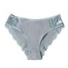 Einfarbige Damenunterwäsche aus Baumwolle mit Spitzenkanten und mittlerer Taille, dreieckige Hose, sexy Slips, Damenhöschen