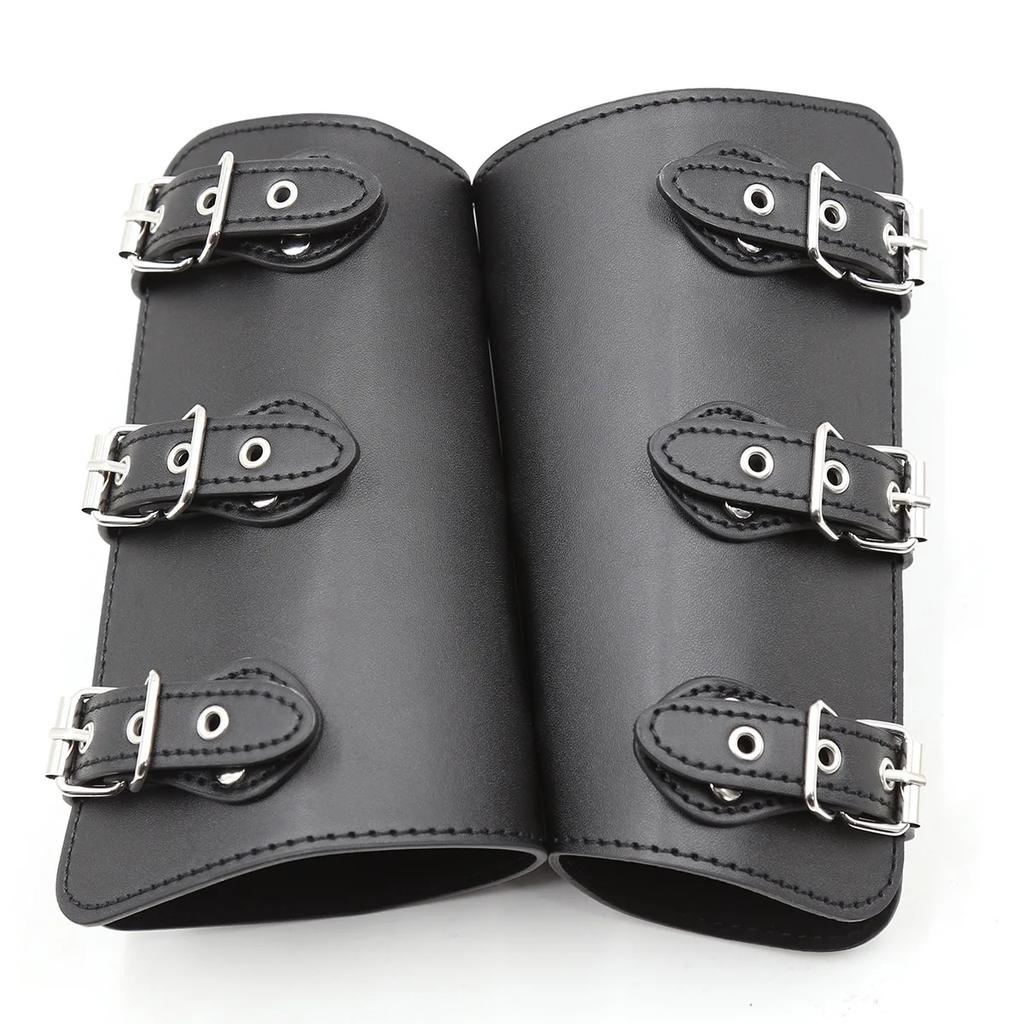 Pu Leather Arm Armor Unisex Wristband Wide Bracer Arm Protector Cuff  Slave Leg Bondage Binder Cosplay Restraint for Couple Man