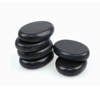 Windfulogo 6-Piece Hot Massage Stone Set, Natural Lava Basalt Spa Massage Hot Warmer Stones, Black, 2.36 X 3.14 In (6x8cm)