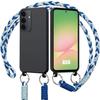 Case for Samsung Galaxy A56 5G, Soft Black Anti-Scratch Silicone with White Blue Cord