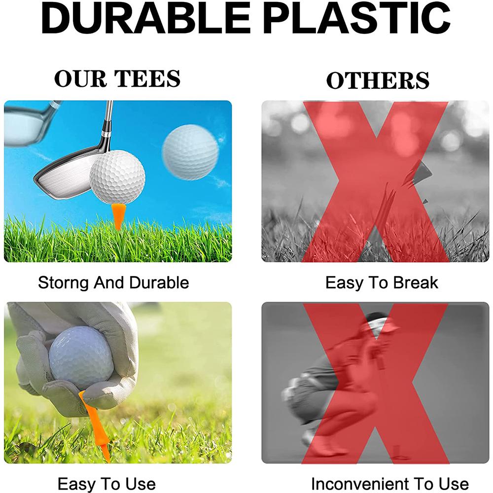 70 Adet Golf Tees Plastik Kırılmaz Karışık Boyutlar Golf Uygulaması için 7 Renk