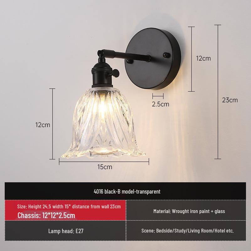 Vintage Japanische Grüne Glas Schmiedeeisen Wandleuchte - Nordische Moderne Nachttisch- & Schminktischleuchte