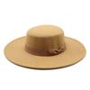Retro British Style Bow Flat Top Top Top Hat Couple Men And Women Gentleman'S Hat Women'S Large Flat Brim Woolen Thermal Hat