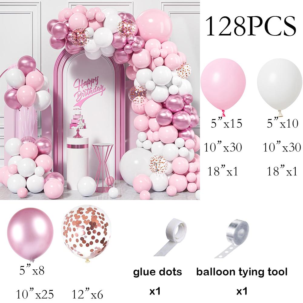 

Pink Balloon Arch Kit White Metallic Pink Confetti Balloons Garland Wedding Baby Shower Gender Reveal Birthday Party Decoration AS Picture
