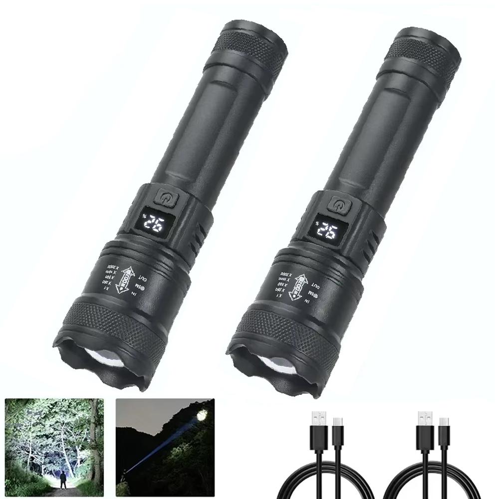 6000000LM LED Flashlight Rechargeable High Power Military Tactical Flashlight Telescopic Zoom Torch Lamp Outdoor Camping Lantern